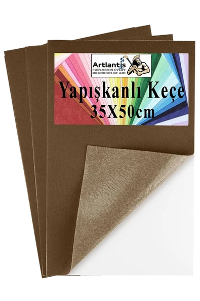 Kahverengi Yapışkanlı Keçe 50x70 cm 3 Adet 2.0 mm Kendinden Yapışkanlı Renkli Hobi Keçesi Elişi Keçe Kumaşı Anasınıfı ürün görseli 1