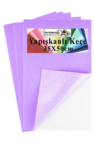 Lila Yapışkanlı Keçe 35x50 cm 3 Adet 2.0 mm Kendinden Yapışkanlı Renkli Hobi Keçesi Elişi Keçe Kumaşı Anasınıfı ürün görseli 1