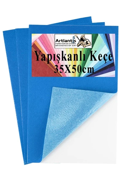 Mavi Yapışkanlı Keçe 35x50 cm 3 Adet 2.0 mm Kendinden Yapışkanlı Renkli Hobi Keçesi Elişi Keçe Kumaşı Anasınıfı ürün görseli 1