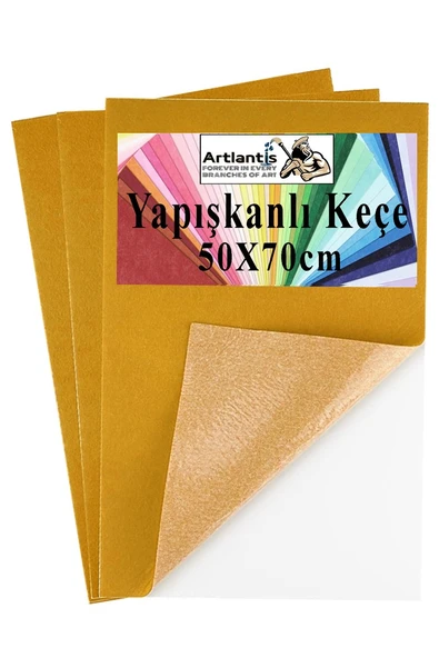 Turuncu Yapışkanlı Keçe 50x70 cm 3 Adet 2.0 mm Kendinden Yapışkanlı Renkli Hobi Keçesi Elişi Keçe Kumaşı Anasınıfı ürün görseli 1