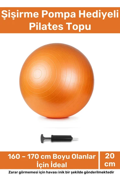 Seri Dayanıklı Yüksek Kalite Mini Gymball 20cm Turuncu Pilates Topu Şişirme Pompa ürün görseli 1