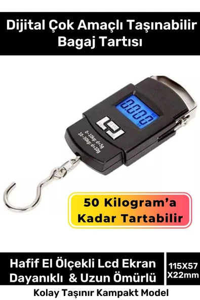 Özel Lcd Ekran Seyahat Bavul Ağırlık Tartı Dijital Çok Amaçlı Taşınabilir El Ölçekli Bagaj Tartısı ürün görseli 1