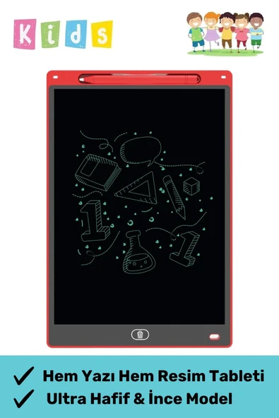 Premium Lcd Ekranlı Kalemli Dijital Çizim Tableti Yazı Tahtası Boyama Resim Akıllı Tablet 12 Inc ürün görseli 1
