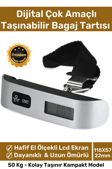 Deluxe Seyahat Bavul Ağırlık Tartı Dijital Lcd Ekran Çok Amaçlı Taşınabilir Bagaj Tartısı Max 50 Kg ürün görseli 1