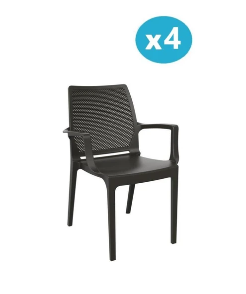 Omnipazar SY-2504 Plastik İcon Bahçe Koltuk Sandalye 4'lü Set ürün görseli 1