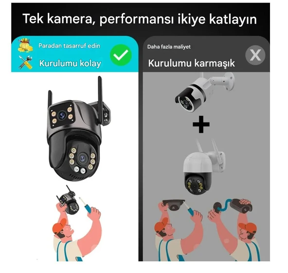 4K 8MP HD Wifi PTZ Kamera 4MP Çift Lens Çift Ekran AI Otomatik İzleme IP Kamera Hava Su Geçirmez ürün görseli 1