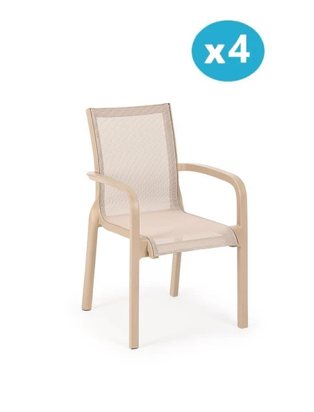 Omnipazar SY-2528 Plastik Fileli Bahçe Koltuk Sandalye 4'lü Set ürün görseli 1