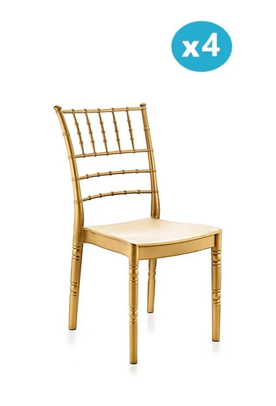 Omnipazar SY-2525 Estate Plastik Modern Bahçe Düğün Sandalye 4'lü Set ürün görseli 1