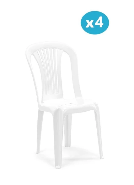 Omnipazar SY-2520 Manolya Plastik Bahçe Sandalye Beyaz 4'lü Set ürün görseli 1