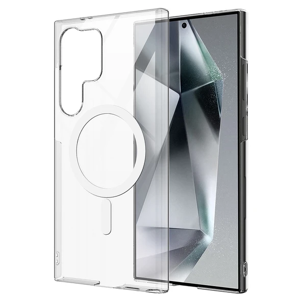 Gpack Samsung Galaxy S25 Ultra uyumlu Kılıf Magsafeli Tek Kamera Çerçeveli Porto Şeffaf ürün görseli 1