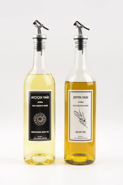 Jenisa 2'li 750 Ml Akıtmaz Şeffaf Zeytinyağı Sıvıyağ Şişesi Cam Yağdanlık Akıtıcılı Yağlık 750ml ürün görseli 1