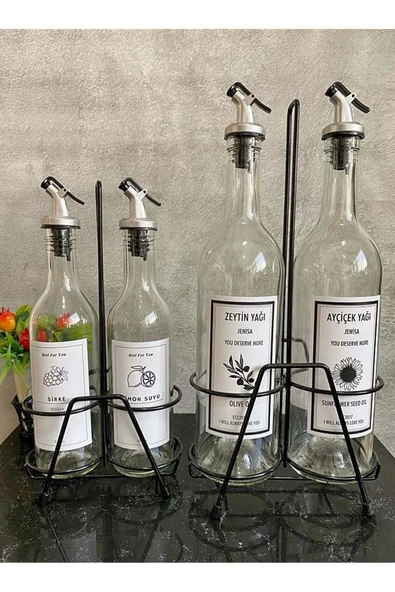 Jenisa 2li Standlı 750 Ml Yağlık 2li 375 Ml Sirkelik Limonluk Mutfak Yağlık Set ürün görseli 1