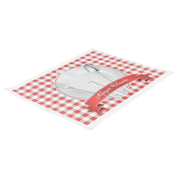 Amerikan Servis Kağıdı Afiyet Olsun Baskılı Beyaz Masa Örtüsü - 29 x 41 Cm. - 500 Adetlik Paket ürün görseli 1