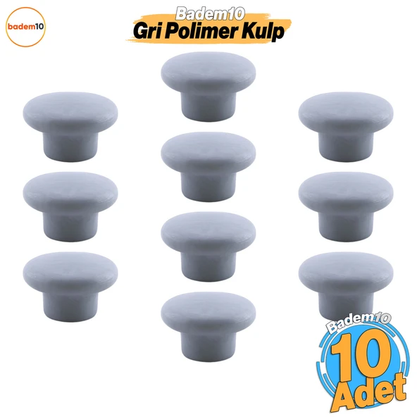 Bohem Gri Mantar Düğme Kulp 10 ADET Çekmece Mutfak Mobilya Dolabı Dolap Kulpu Kulbu Plastik Kulp ürün görseli 1