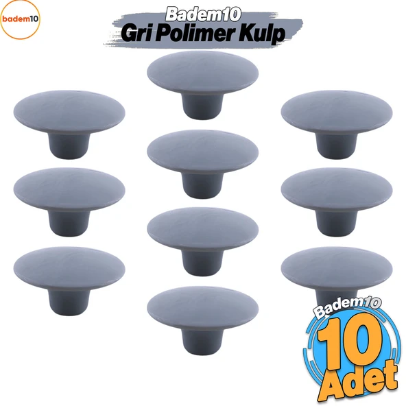 Bohem Gri Geniş Mantar Kulp Düğme 10 ADET Mobilya Dolabı Çekmece Mutfak Dolap Kulpu Kulbu Plastik ürün görseli 1