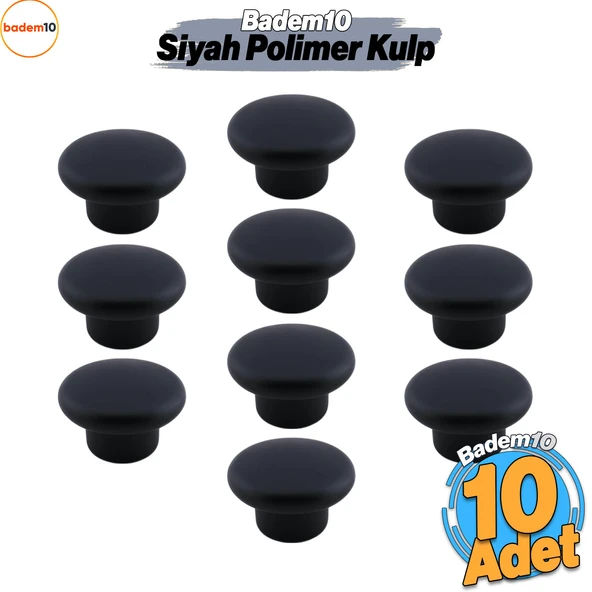 Bohem Siyah Mantar Kulp Düğme 10 ADET Çekmece Mutfak Mobilya Dolabı Dolap Kulpu Kulbu Plastik Kulp ürün görseli 1