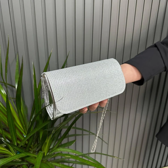 Simli Kapaklı Abiye Bayan Çanta 19x10cm AB0601 - Resim 2