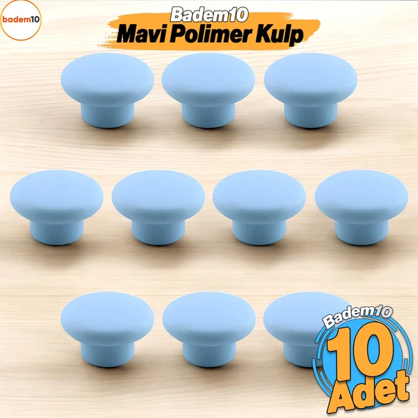 Bohem Mavi Mantar Kulp Düğme 10 ADET Çekmece Mutfak Mobilya Dolabı Dolap Kulpu Kulbu Plastik Kulp ürün görseli 1