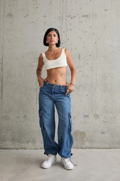 Mavi Yan Cepli Jeans Pantolon ürün görseli 1