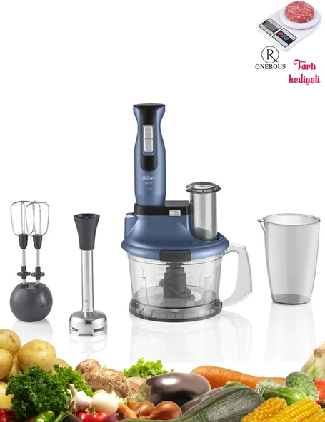 Arzum 1500W Mutfak Robotu Çırpma & Doğrama & Blender-3 YIL GARANTİ-Mutfak Tartısı Hediyeli ürün görseli 1