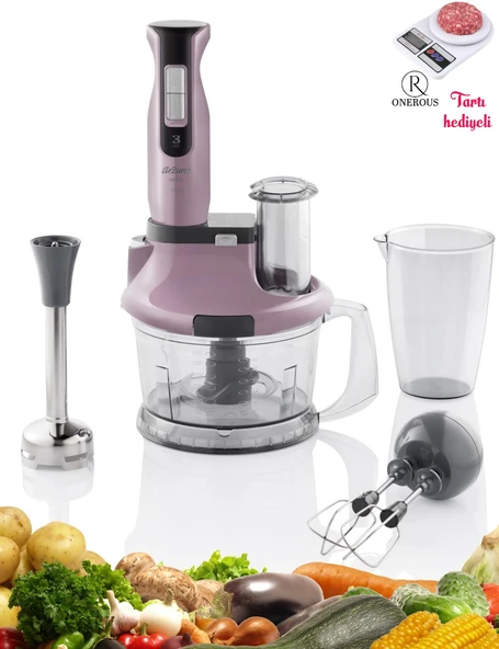 Arzum 1500W Mutfak Robotu Çırpma & Doğrama & Blender-3 YIL GARANTİ-Mutfak Tartısı Hediyeli ürün görseli 1