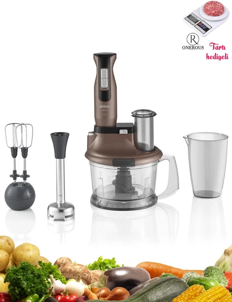 Arzum 1500W Mutfak Robotu Çırpma & Doğrama & Blender-3 YIL GARANTİ-Mutfak Tartısı Hediyeli ürün görseli 1