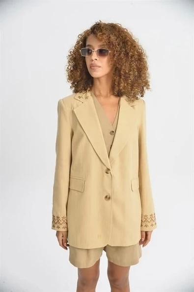 Leomie Nakışlı Blazer Ceket 6106 - Resim 4