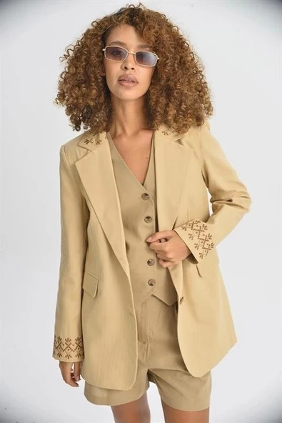 Leomie Nakışlı Blazer Ceket 6106 ürün görseli 1