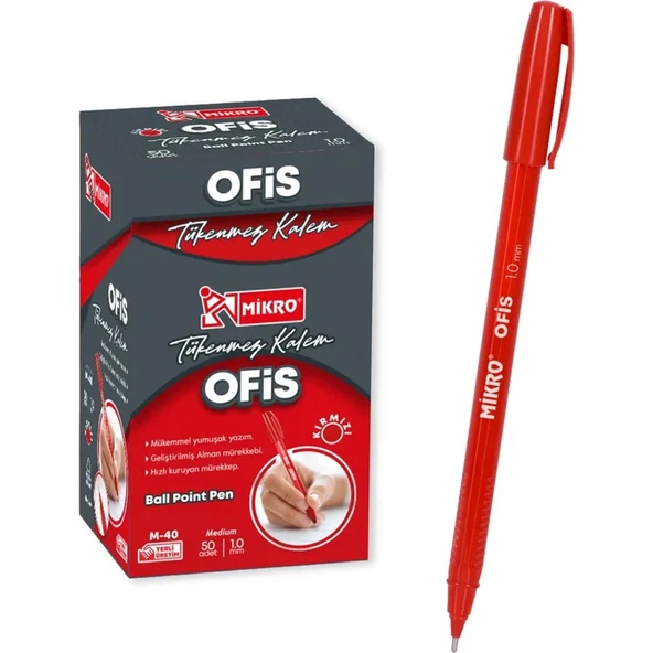 MİKRO TÜKENMEZ KALEM OFİS TİPİ M-40 KIRMIZI ürün görseli 1