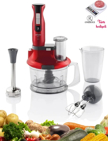 Arzum 1500W Mutfak Robotu Çırpma & Doğrama & Blender-3 YIL GARANTİ-Mutfak Tartısı Hediyeli ürün görseli 1