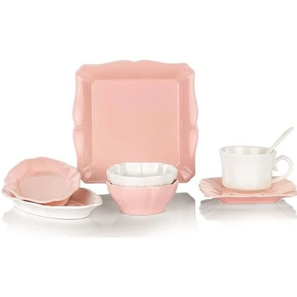 Schafer PEM01 Bremen 30 Parça 6 Kişilik Pembe Kahvaltı Takımı ürün görseli 1