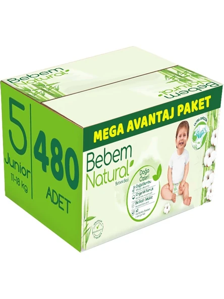 Bebem Natural 5 Numara Junior 480'li Bebek Bezi ürün görseli 1