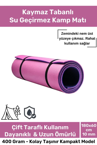 Premium Su Geçirmez Konforlu Taşıma Askılı Çift Taraflı Zemin Çadır Uyku Kamp Matı Yer Minderi 10mm ürün görseli 1