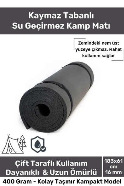 Premium Su Geçirmez Konforlu Taşıma Askılı Çift Taraflı Zemin Çadır Uyku Kamp Matı Yer Minderi 16mm ürün görseli 1
