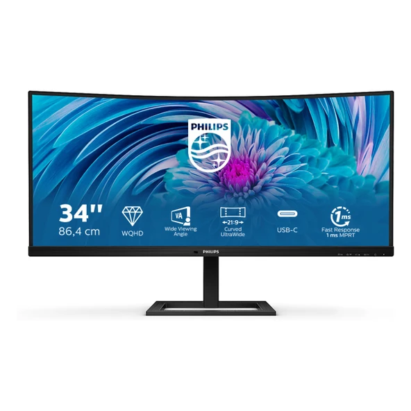 Philips 346E2CUAE 34" 100Hz 1Ms HDMI+DP+USB-C UWQHD FreeSync VA Curved Vesa Monitör ürün görseli 1