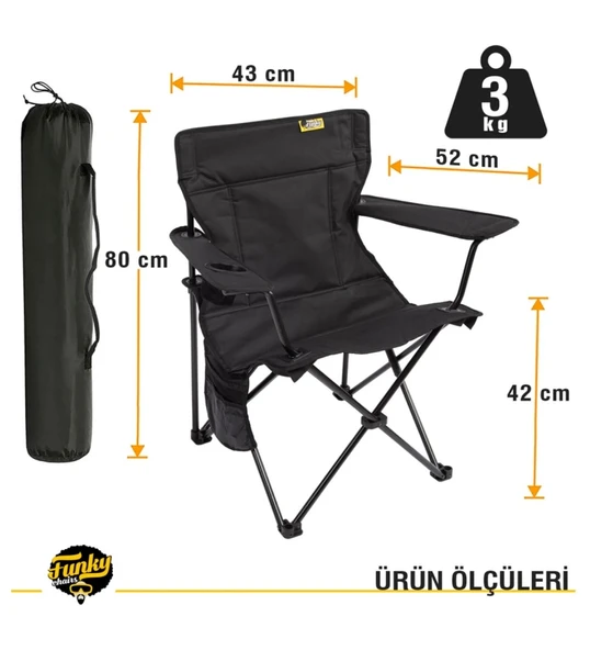 V2 Siyah Lüks Kamp Sandalyesi - Resim 4