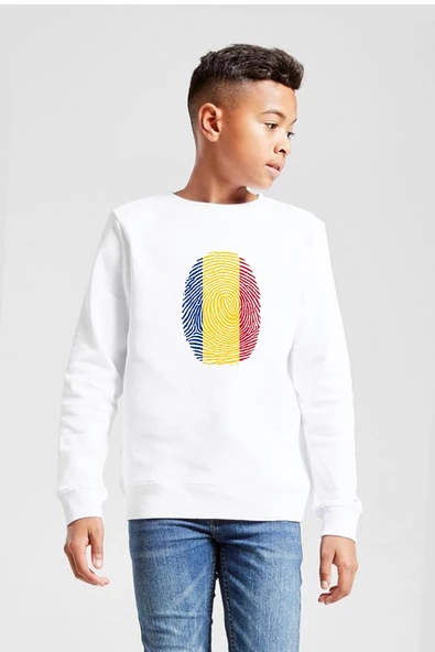 Romania Fingerprint Beyaz Çocuk 2ip Sweatshirt ürün görseli 1