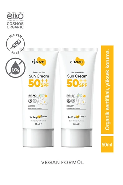 2'li Organik Vegan Hipoalerjenik Glutensiz 50 Spf Güneş Kremi (50ML) Clooe ürün görseli 1