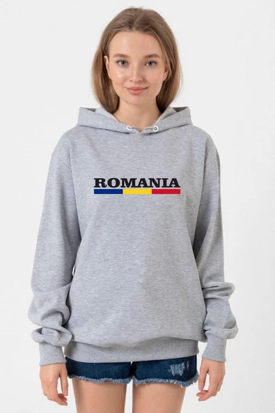 Romania Flag Lettern Grimelanj Kadın 3ip Kapşonlu Sweatshirt ürün görseli 1