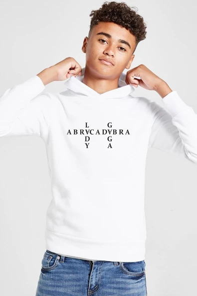 Lady Gaga Abracadabra Beyaz Çocuk 3ip Kapşonlu  Sweatshirt ürün görseli 1