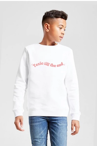 Rose Toxic Till The End Beyaz Çocuk 2ip Sweatshirt ürün görseli 1
