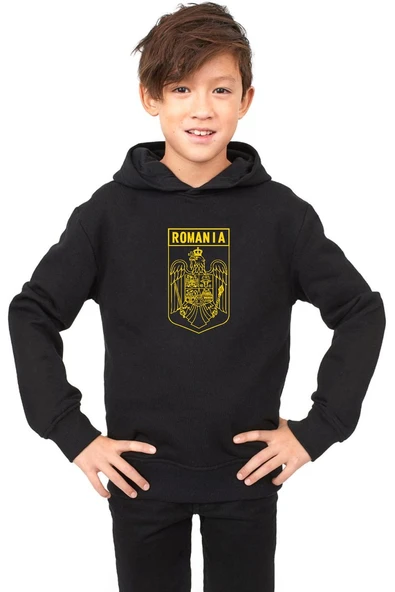 Romania Coat Arms Siyah Çocuk 3ip Kapşonlu ürün görseli 1