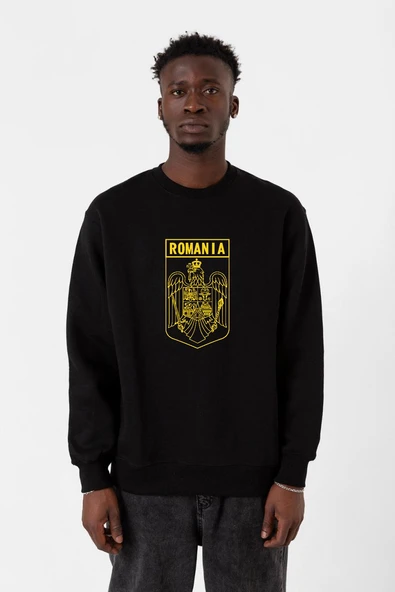 Romania Coat Arms Siyah Erkek 2ip Sweatshirt ürün görseli 1