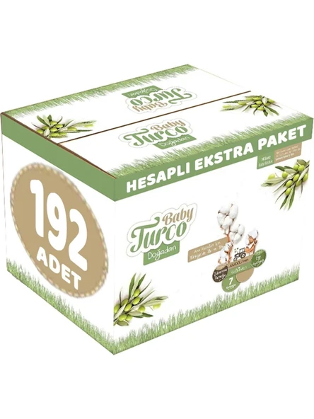 Baby Turco Doğadan 7 Numara XX Large 192'li Hesaplı Ekstra Paket Bebek Bezi ürün görseli 1