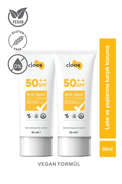 2’li Güneş Kremi Spf 50 | Leke Karşıtı – Vegan – Glutensiz – 50ml X 2 ürün görseli 1