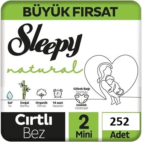 Sleepy Natural 2 Numara Mini 252'li Bebek Bezi ürün görseli 1