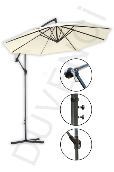 Parasol Şemsiye Krem Eğilebilme Özelliği - Ayak Çapı: 48 Cm -Polyester ürün görseli 1