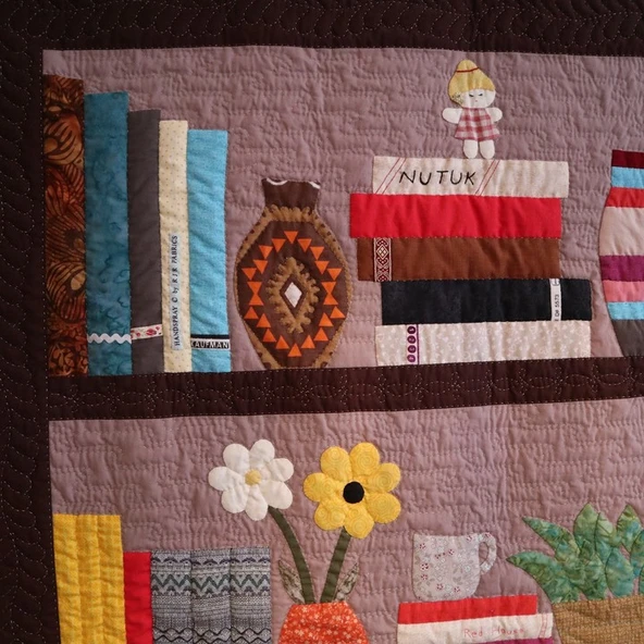 Patchwork Üç Raf Kitaplık Duvar Panosu - Resim 2