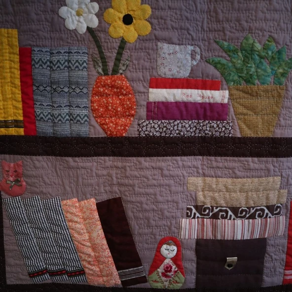 Patchwork Üç Raf Kitaplık Duvar Panosu - Resim 6