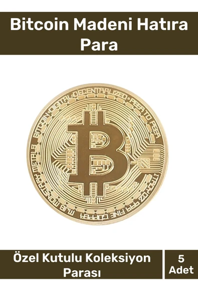 Deluxe Series Kutulu Hediyelik Kripto Hatıra Koleksiyon Bitcoin Madeni Para Altın Rengi 5 Adet ürün görseli 1